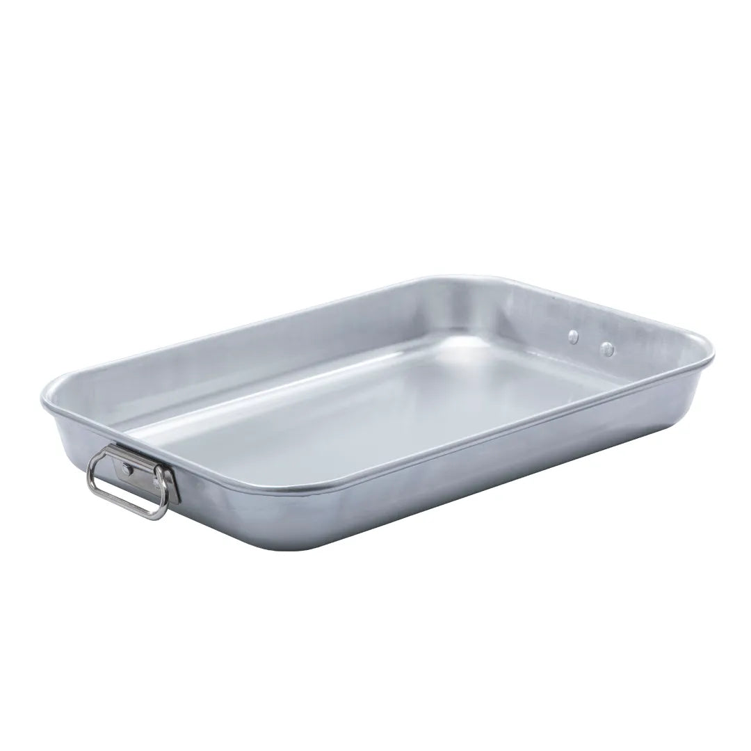 BANDEJA DE ALUMINIO PROFUNDA CON ASAS 45.5X31X6.5CM ALUMWARE