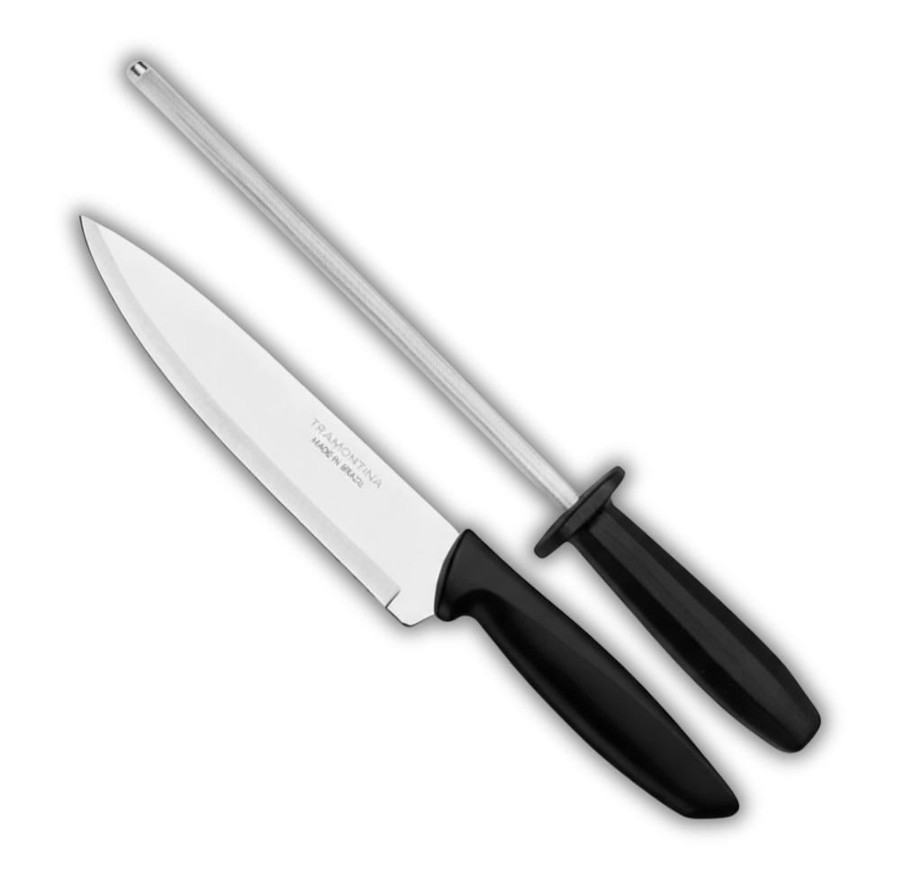 SET CUCHILLO Y CHAIRA 8" TRAMONTINA