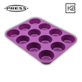 MOLDE DE SILICONA PARA CUPCAKE 12UND 29.5X22.5X3CM MORADO PRESS