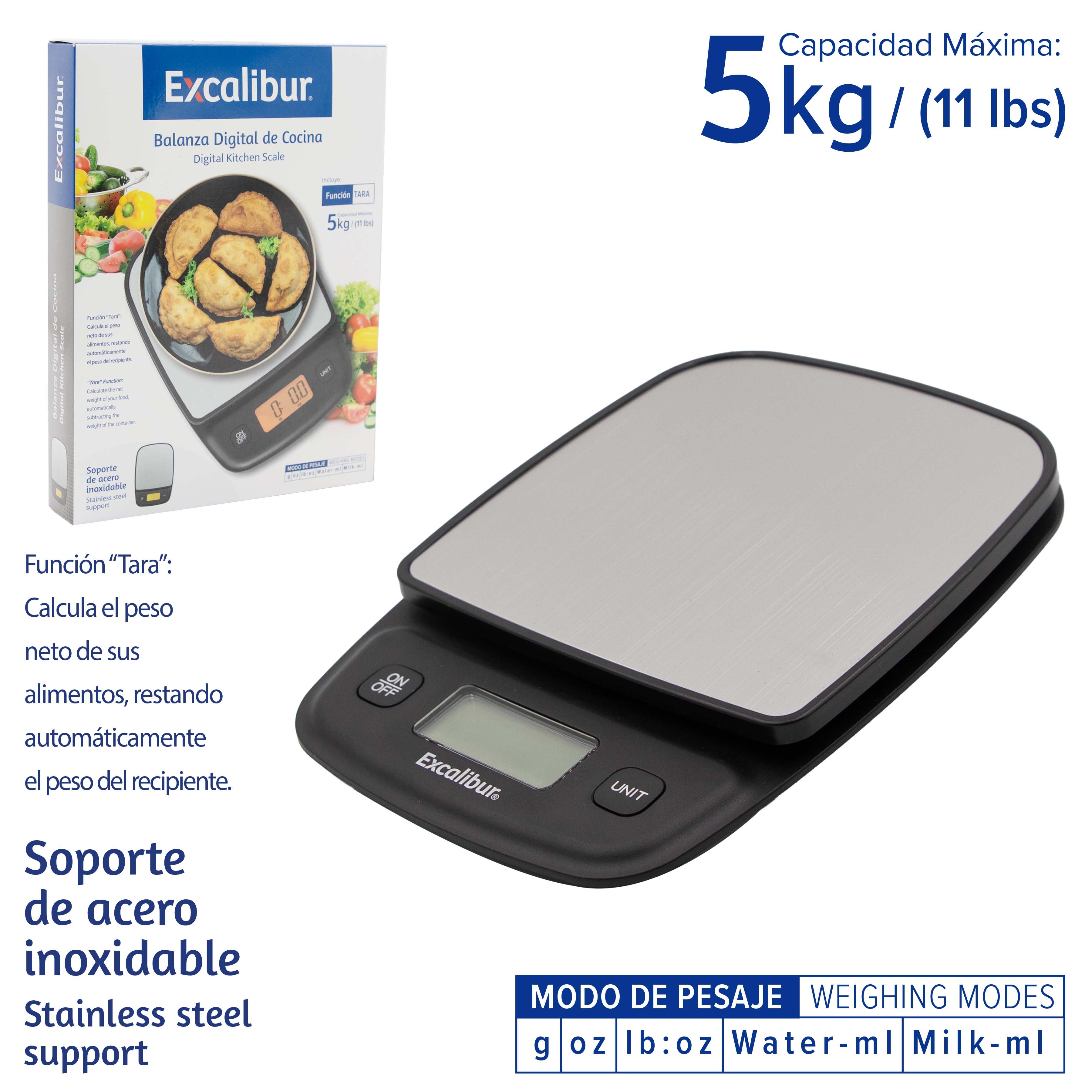 BALANZA DIGITAL 5KG CON TAZA EXCALIBUR