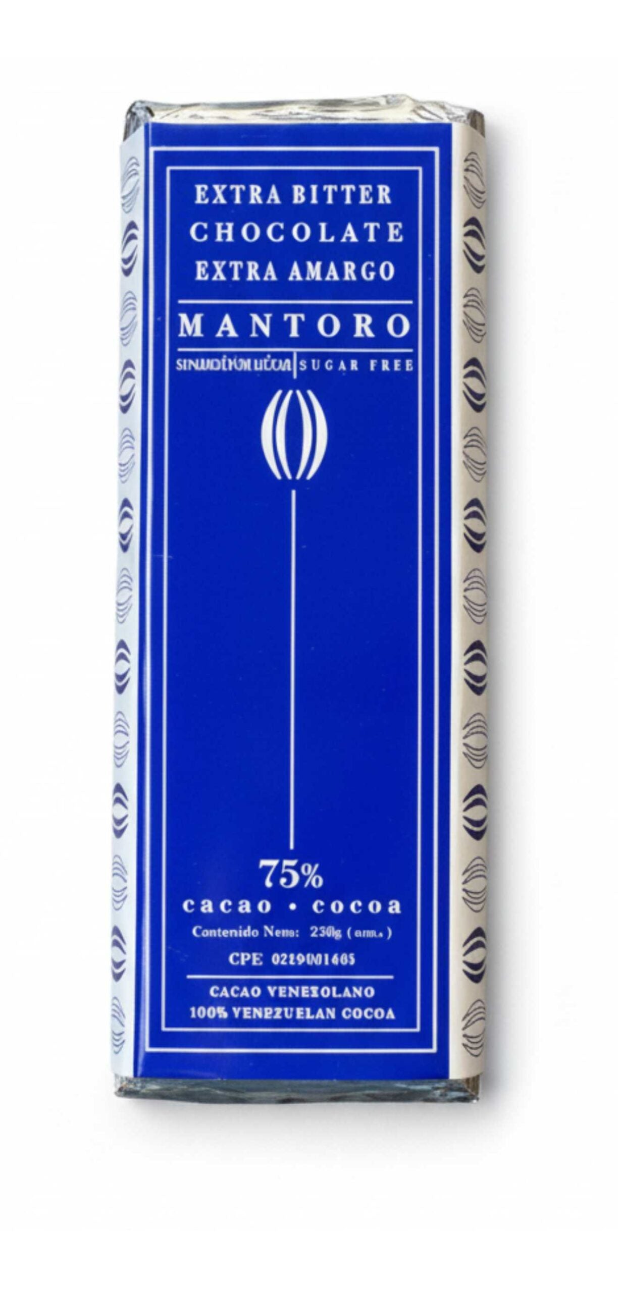 CHOCOLATE 75% SIN AZUCAR 250GR MANTORO DA