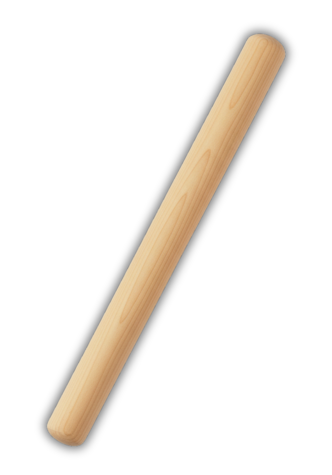 RODILLO DE MADERA 37CM BARRIL GRUESO CON MANGO