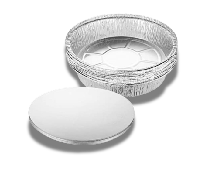BANDEJA DE ALUMINIO REDONDO 20X5CM C/TAPA